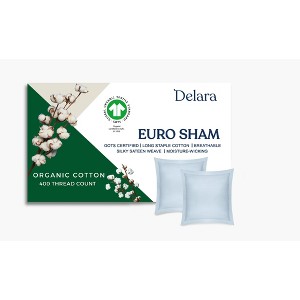 Delara GOTS Certified 100% Organic Cotton Euro Sham Pack of 2, 400 TC, Moisture-Wicking, Smooth & Breathable High-Quality Euro Sham - 1 of 4