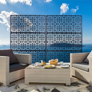 CAVINAS Patio Decorative Screen Metal Fence Privacy Screen with Hollow Geometric Pattern for Outside and Garden, 76" H×48" W - 1 of 4