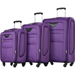 3 Pieces Soft Shell Suitcase, Expandable Luggage With TSA Lock 360 Degree Upright Spinner Wheels For Travel - 1 of 4