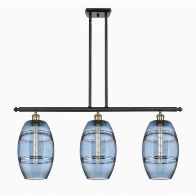 Vaz - 3 Light Stem Hung Island In Industrial Style-10.38 Inches Tall and 36 Inches Wide