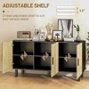 Boho Sideboard Buffet Cabinet with 3 Rattan Doors & Adjustable Shelves, Kitchen, Living Room Storage Cabinet - 4 of 4