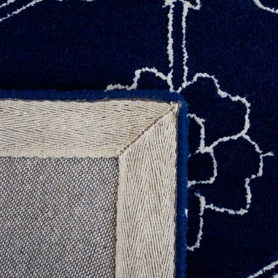 Navy/Ivory Floral Tufted Wool & Silk 3' x 5' Area Rug
