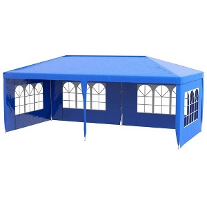 Resenkos Canopy, Outdoor Canopy Tent,9.6' x 19' Large Party Tent with 4 Removable Window Sidewalls for Weddings, Picnics, Blue - 1 of 4