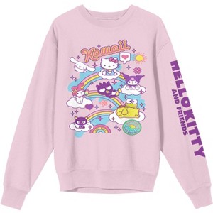 Hello Kitty & Friends Riding Rainbow Women's Cradle Pink Crew Neck Long Sleeve Sweatshirt - 1 of 4