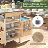 SUGIFT 40.5" Outdoor Grill Prep Cart with Drop Leaf | Fir Wood BBQ Island with Stainless Steel Tabletop, Drawer, Storage Cabinet & Locking Wheels - 2 of 4