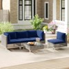 Costway 5 PCS Outdoor Furniture Set with Seat & Back Cushions Tempered Glass Coffee Table Navy/Gray - 4 of 4