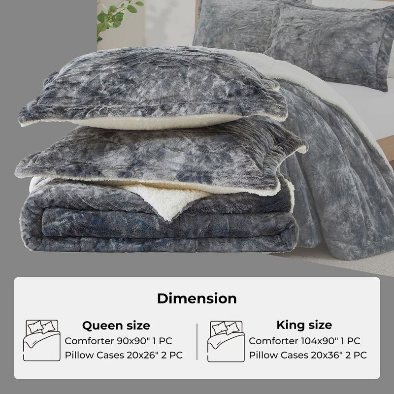 Peace Nest 3 Piece Winter Reversible Comforter Set Faux Shearling Ultra Soft Minky Plush and Fuzzy Fleece Microfiber, 5 of 7