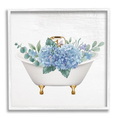 Stupell Industries Chic Bathtub Hydrangea Blossoms Framed Giclee Art