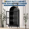 73" Tall Arched Metal Storage Cabinet, Kitchen Pantry with Glass Doors, 2 Adjustable Shelves & Drawer, Modern Farmhouse Bookshelf - 4 of 4