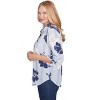 Alfred Dunner Womens Striped Flower Button Front Tie Sleeve Blouse - 4 of 4