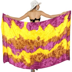 LA LEELA Women's Summer Beach Wraps Bikini Wrap Sarong Swimwear Cover up Skirt Bathing suit Swimsuit Pareo for Women One Size Orange, Tie Dye Design - 1 of 4