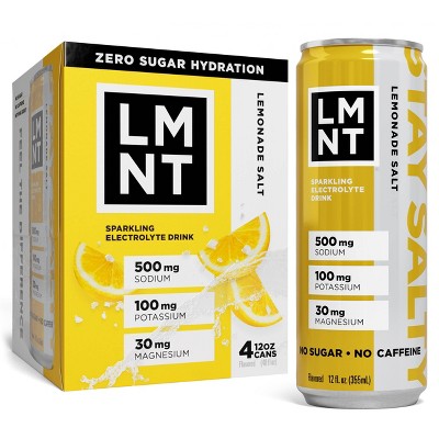 LMNT Zero Sugar Lemonade Sparkling Electrolyte Drink 4pk 12 Fl Oz 