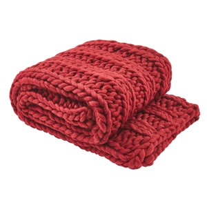 Park Designs Chunky Ribbed Knit Throw - Garnet - 1 of 3