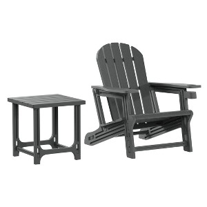 WestinTrends Azura 2-Piece HDPE Plastic Adirondack Patio Chair With 18" Side Table Set - 1 of 4