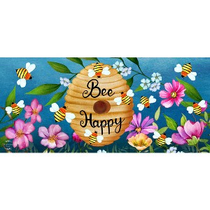 Briarwood Lane Summer Happy Beehive Mini Mat 22x10 Indoor Outdoor For Summer Doormat - 1 of 2