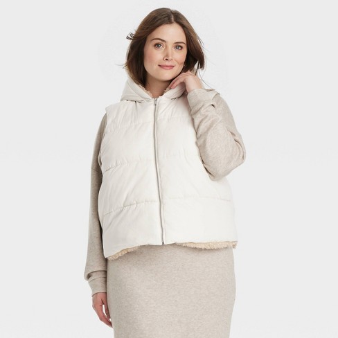 Women s Faux Fur Puffer Jacket Universal Thread Cream Xxl Target