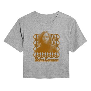 Women's - John Lennon - Lennon Peace Portrait Cropped Graphic T-Shirt - 1 of 4