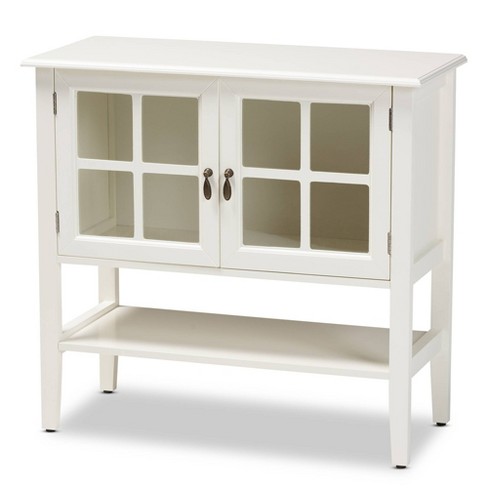 Chauncey Wood and Glass 2 Door Kitchen Cabinet White - Baxton Studio - image 1 of 4
