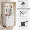 83.4" Tall Storage Bookcase With Open Shelves, 2-Piece Set Freestanding Bookshelf With 2 Doors And 1 Drawer For Home Office Bedroom Living Room - 4 of 4