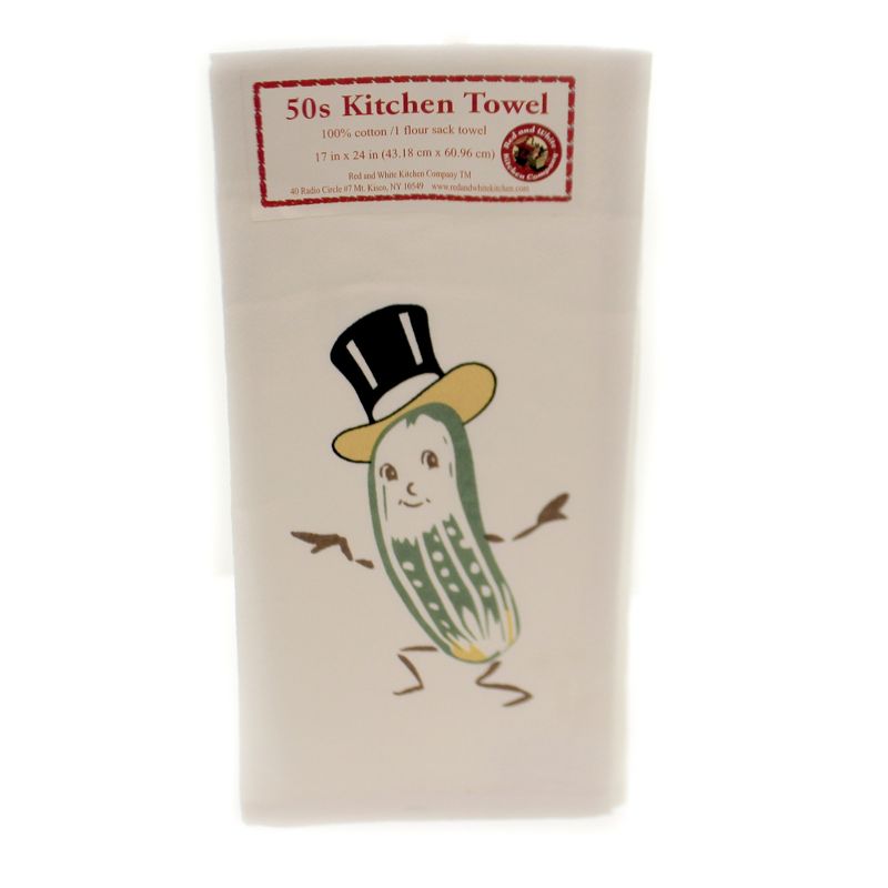 Decorative Towel Mr Pickle Flour Sack Towel 100% Cotton Retro Top Hat Vl106 24.0 Inch Mr Pickle Flour Sack Towel 100% Cotton Retro Top Hat Kitchen, 1 of 4