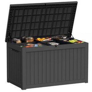 Naysaye Deck Boxes, 230 Gal Outdoor Storage Deck Box, Small Patio Storage Bin for Garden Tools, Black, 57.87"*32.24"*33.66" - 1 of 4