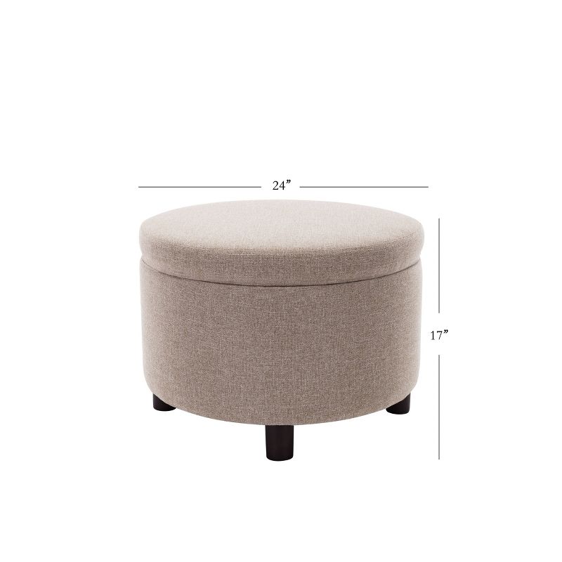 Large Round Storage Ottoman with Lift Off Lid - WOVENBYRD, 3 of 14