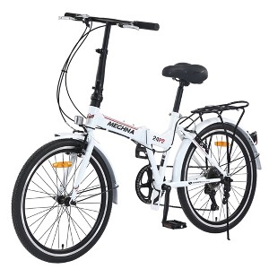 CAVINAS 24" Folding Bike with Steel Frame, 7-Speed City Bicycle with Rear Shelf and Mudguard, Portable Commuter Bike for Adults - 1 of 4