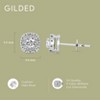 Gilded Lab-Grown Diamond Sterling Silver & 14KT Yellow Gold-Plated Silver Stud Earrings for Women, Cushion Halo Shaped, 1/4, 1/2, 1 Carat Total Weight - 4 of 4