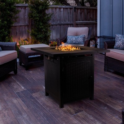 Pure Garden 30" Black Propane Gas Fire Pit Table