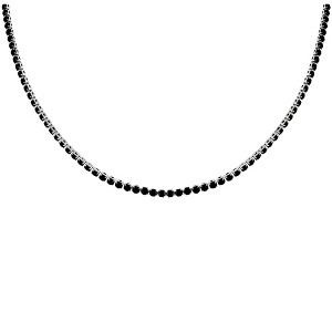 Tennis Necklace for Women 3mm Black or Clear Cubic Zirconia Choker 16-18" Adjust Length Stainless Steel - 1 of 4
