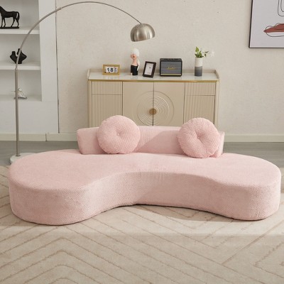 105.5" Curved Cloud Sofa, Modern 3-4 Seater Couch with Pillows, No Assembly Corduroy, for Living Room, Bedroom