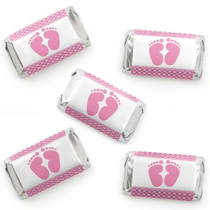 Big Dot of Happiness Baby Feet Pink - Mini Candy Bar Wrapper Stickers - Girl Baby Shower Small Favors - 40 Count, 1 of 7