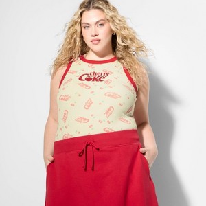 Women's Cherry Coke Graphic Tank Top - Cream - 1 of 3