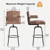 VECELO Bar Stools with Backs & Arms Set of 2, Counter Height Barstools Set with Tufted Upholstery & Footrest Ring, White/Brown - 3 of 4