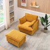 Corduroy Sofa Chair with Ottoman,Single Seat Sofa Chair for Small Spaces,Retro Corduroy Sofa Chair for Living Room or Bedroom-Coolbibila - 2 of 4