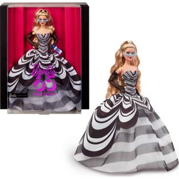 Barbie Signature 65th Blue Sapphire Anniversary Fashion Doll with Blonde Hair, Black and White Gown
