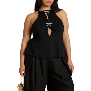 ELOQUII Bow Detail Halter Top - 1 of 4