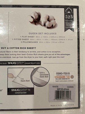Comfort Classics 525 Thread Count Cotton Rich 4 Piece Navy Sheet Set, Full  