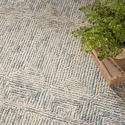 Ivory/Grey/Teal 8' x 10' Hand-Tufted Wool Rectangular Rug