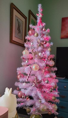 Northlight 4' Prelit Artificial Christmas Tree White Iridescent Pine -  Pink/purple Lights : Target