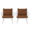 Set of 2 Modern Outdoor Club Chairs with Cushion,Weather Resistant Plastic Patio Chair,Iron Legs Arm Chair for Garden or Balcony-Cuddlewood - 2 of 4