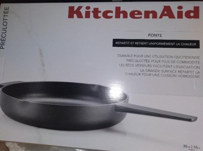 Kitchenaid 12 Enameled Cast Iron Induction Skillet With Helper Handle And  Pour Spouts Pistachio : Target