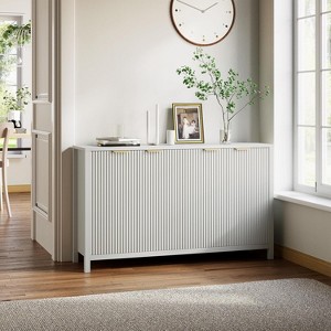55-Inch Modern Fluted Buffet Cabinet with Spacious Storage and Doors, Large Wood Farmhouse Kitchen Sideboard, Coffee Bar Cabinet for Dining Room - 1 of 4