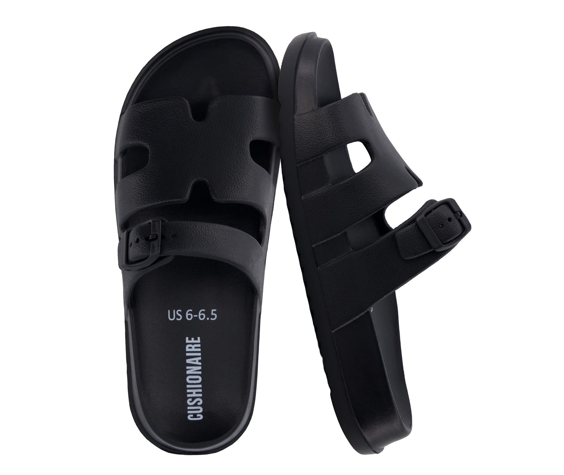 CUSHIONAIRE Orbit Waterproof EVA Womens Sandals -Comfortable Summer Slip On Slides for Women with Adjustable Buckle Strap