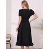 INSPIRE CHIC Women's Smocked Waist Ruffle Hem Square Neck Short Puff Sleeve A-Line Midi Dresses - 3 of 4