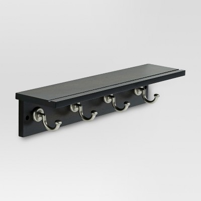 Photo 1 of 18" Hennepin Hook Rack with Ledge - Black/Nickel - Threshold