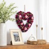 Northlight Floral and Twig Artificial Heart Valentine's Day Wreath - 13.5" - Pink and Purple - 2 of 4
