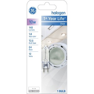 GE 10W T2.5 Halogen Appliance Light Bulb Soft White: Dimmable, Bi-Pin Base G4, 2800K, 140 Lumens, Decorative Use - 1 of 4