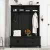 PAGED Freestanding Coat Racks with Storage Cabinet and 2 Large Drawers,Hall Tree with 5 Hooks,Entryway Furniture for Hanging Clothes - 2 of 4