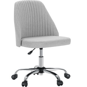 PDTEND Armless Office Desk Chair with Wheels, Adjustable Swivel Task Vanity Chair - 1 of 4
